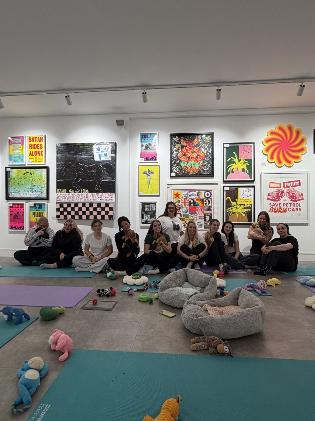 A group enjoying a Yogi Paws private hire