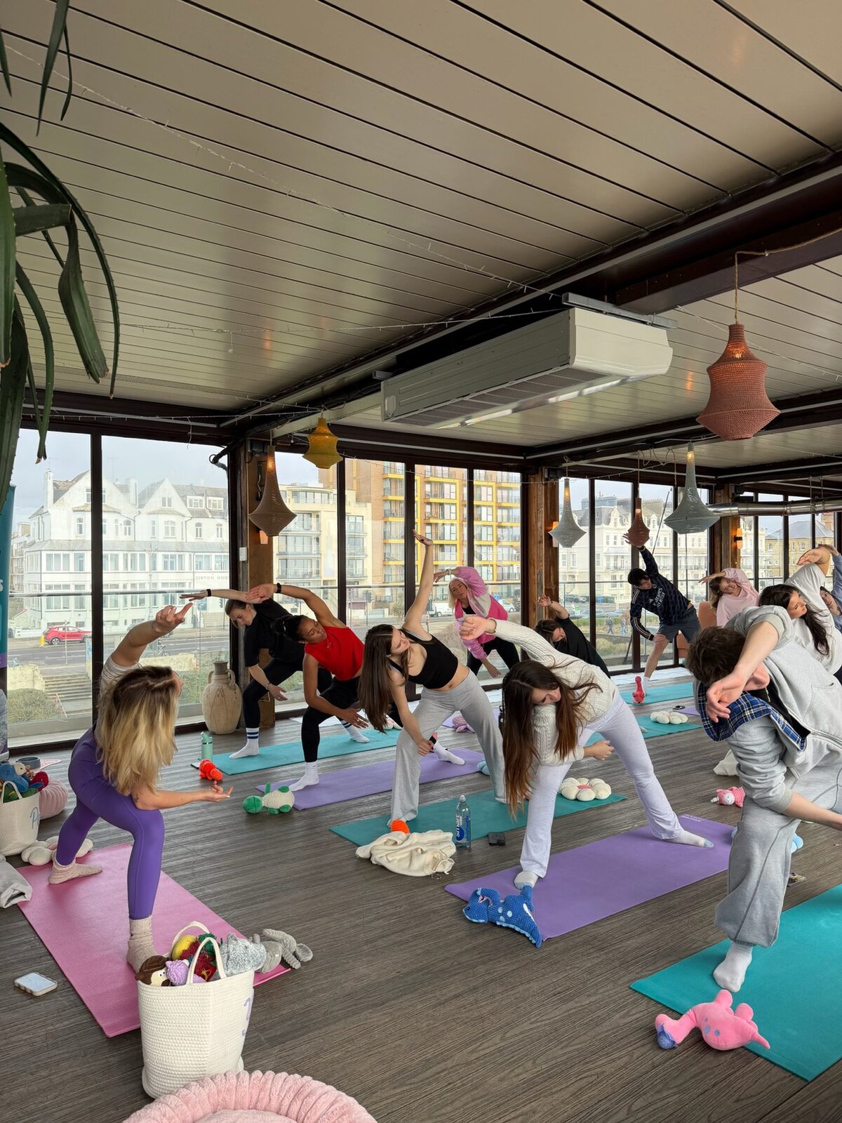 A Yogi Paws puppy yoga class in session